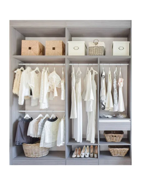 ahşap dolap - beyaz arka plan üzerinde izole klasik ve şık iç