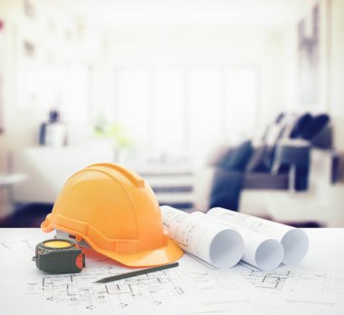 kask ve araçları üzerinde modern yatak odası iç mimari planı