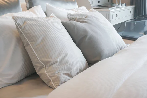 Close up pillows on bed — Stock Photo, Image