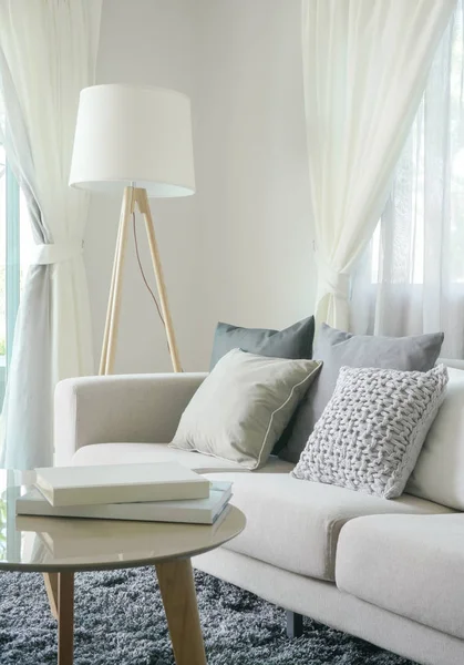 Rahat tarzı iç oturma odası kanepe ve ayakta lamba ile