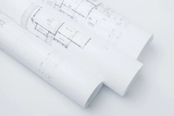 architectural drawing paper rolls of a dwelling for construction