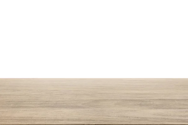 Tampo de mesa de superfície de madeira no fundo branco — Fotografia de Stock