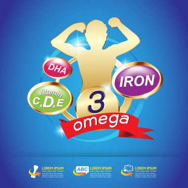 Çocukların beslenme Omega ve Vitamin etiket