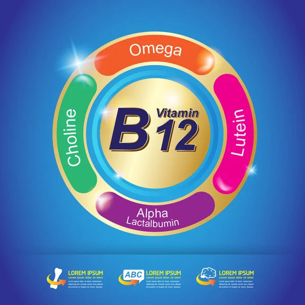 Enfants Omega 3 et Vitamine Concept — Image vectorielle