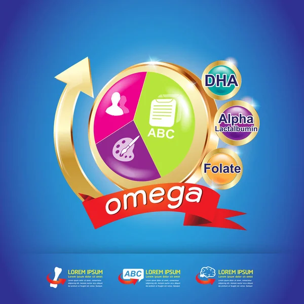 Kids Omega 3 Vitamin Concept — Stock vektor