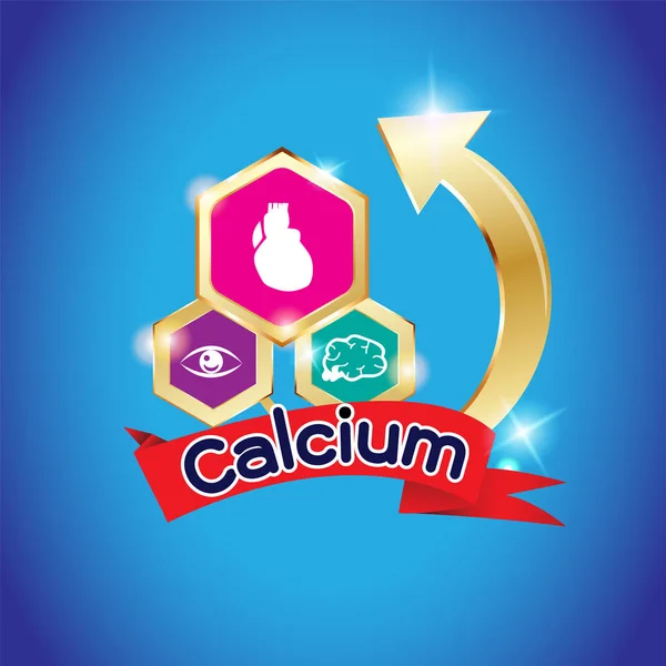 Kalsium Omega Vitamin dan Nutrients - Stok Vektor