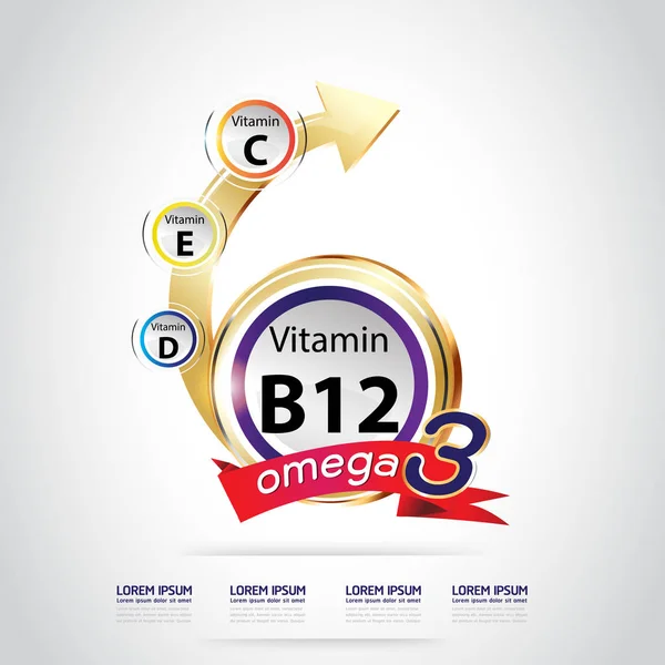 Enfants Omega 3 Vitamine Concept — Image vectorielle