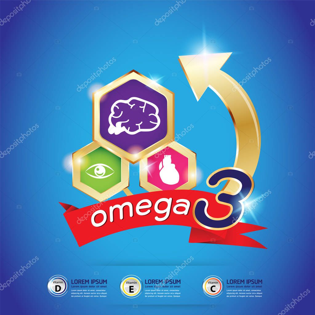 Kids Omega 3 Vitamin Concept. vector illustration