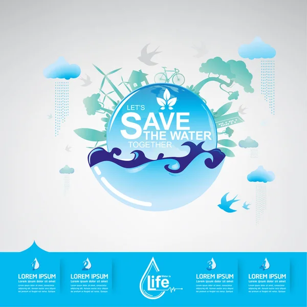 Ahorrar concepto de agua — Vector de stock
