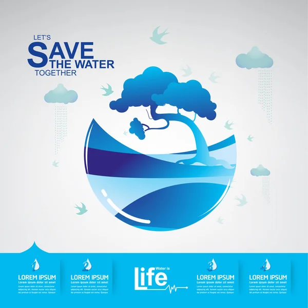 Ahorrar concepto de agua — Vector de stock
