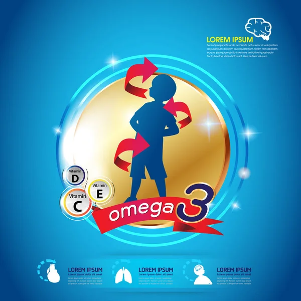 Enfants Omega 3 Concept — Image vectorielle