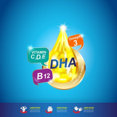 Çocuklar kalsiyum vitamini Omega 3 ve Dha vektör