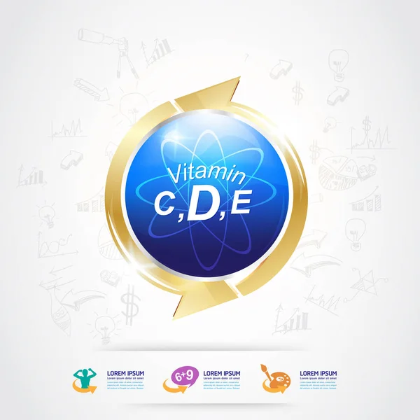 Enfants Calcium Vitamine Omega 3 et DHA icône vectorielle Concept . — Image vectorielle