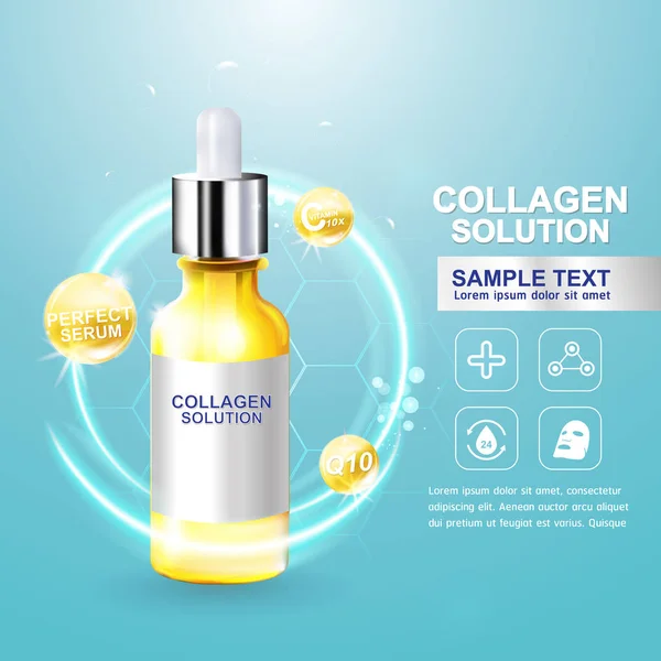 Collagen Serum hud vård koncept — Stock vektor