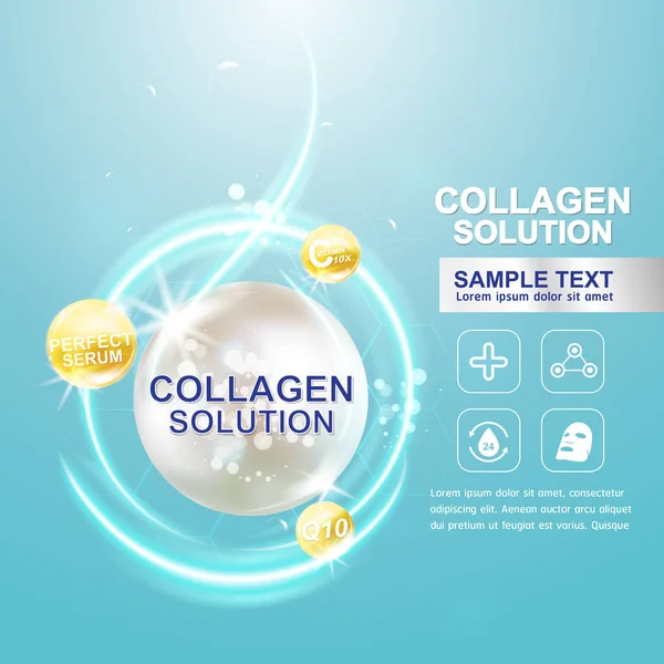 Collagen Serum Skin Care Concept — Stock Vector