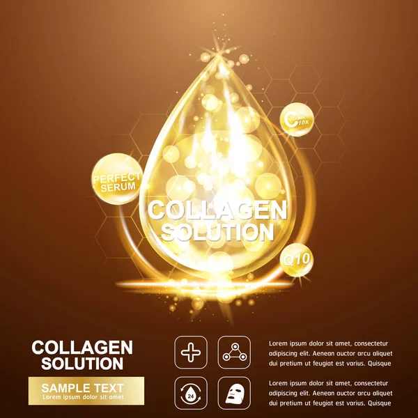 Collagen Serum hud vård koncept — Stock vektor