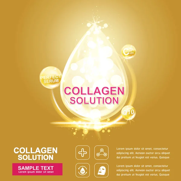 Collagen Serum Skin Care Concept — Stock Vector