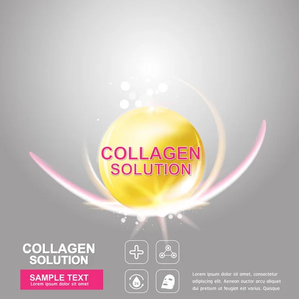 Collagen Serum Skin Care Concept — Stock Vector