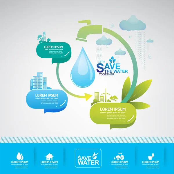 Salvar o conceito de design de água — Vetor de Stock