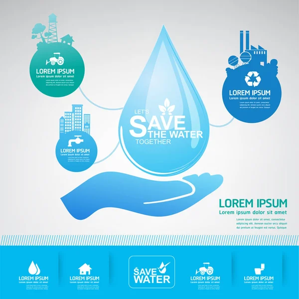 Εξοικονομήστε νερό η έννοια του σχεδιασμού — Διανυσματικό Αρχείο