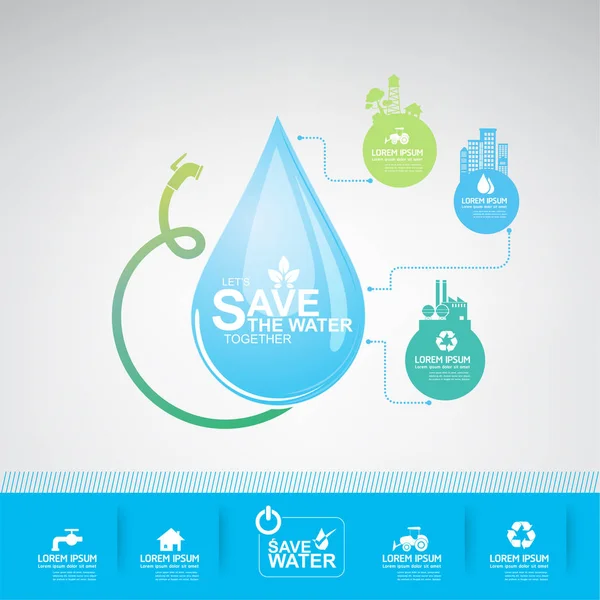 Εξοικονομήστε νερό η έννοια του σχεδιασμού — Διανυσματικό Αρχείο
