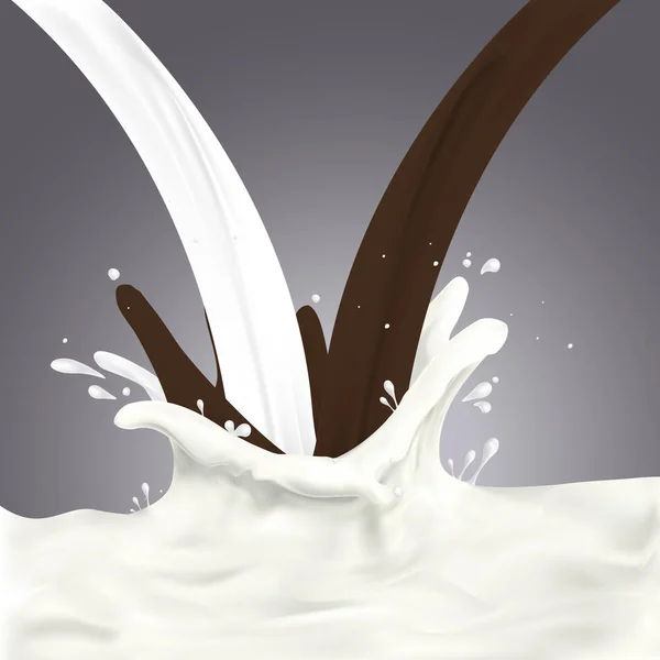 Süt ve çikolata damlaları — Stok Vektör
