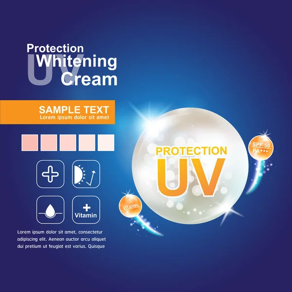 Protección UV y crema blanqueadora — Vector de stock