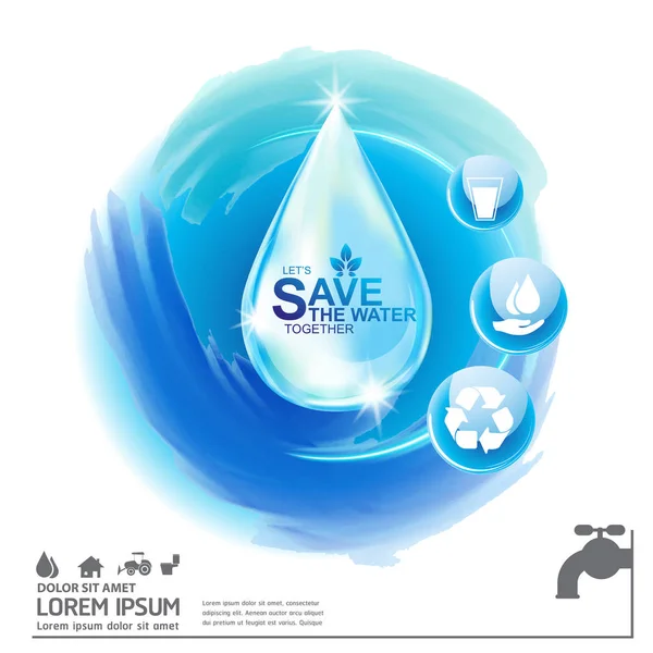 Save Water Concept — Stock Vector