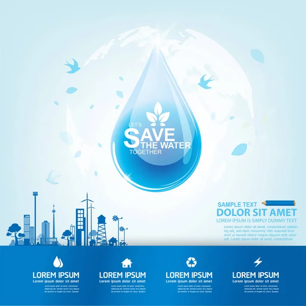 Salvar conceito vetor de água —  Vetores de Stock