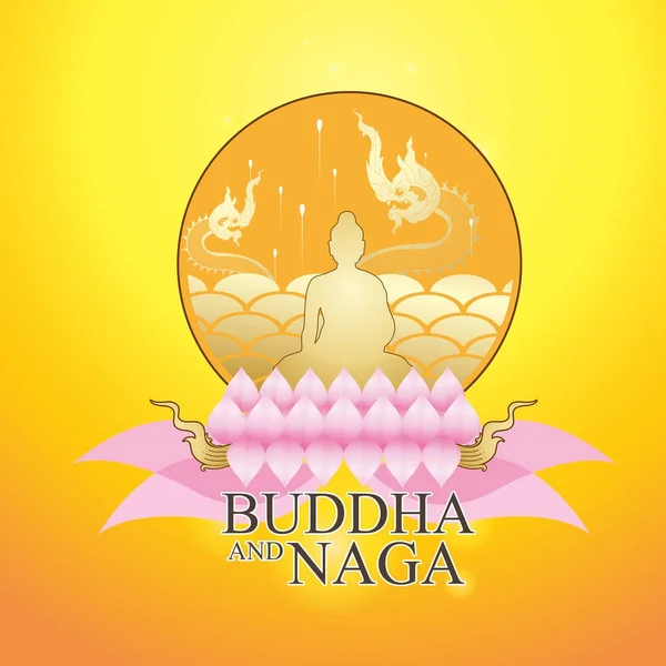 Buddha dan Naga gaya Thailand - Stok Vektor