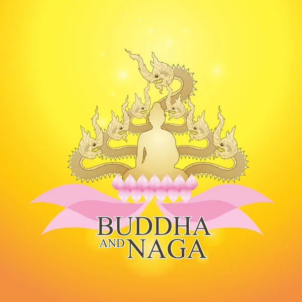 Buddha und Naga Thai Stil — Stockvektor