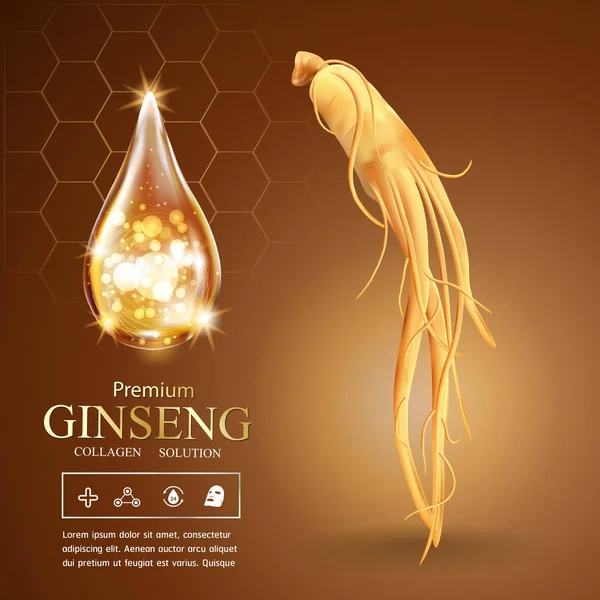 Ginseng Collagen Serum and Vitamin - Stok Vektor