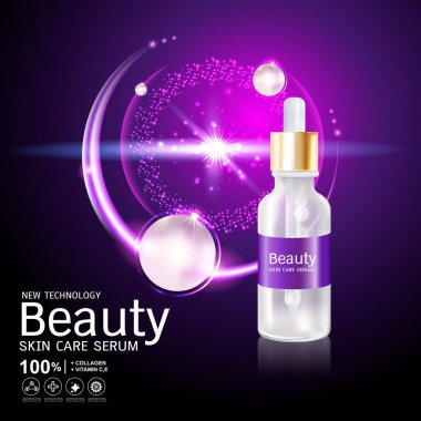 Kollajen Serum ve Vitamin arka plan kavramı cilt bakımı kozmetik.