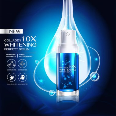 Kollajen Serum ve Vitamin arka plan kavramı cilt bakımı kozmetik.