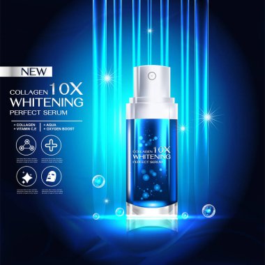 Kollajen Serum ve Vitamin arka plan kavramı cilt bakımı kozmetik.