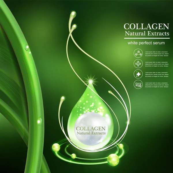 Collageen Serum Vitamine Achtergrond Concept Huid Zorg Cosmetische — Stockfoto