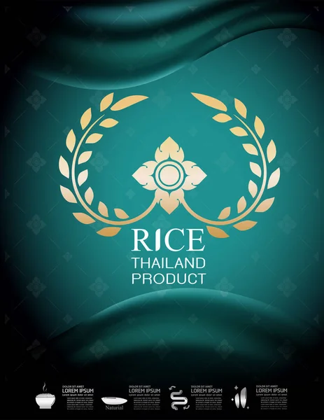 Riso Thailandia Cibo Logo Banner Confezionamento Prodotti Sfondo Thai Arts — Foto Stock