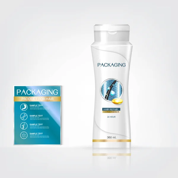 Verpakkingsproducten Haarverzorging Ontwerp Shampoo Fles Sjablonen Witte Achtergrond — Stockfoto