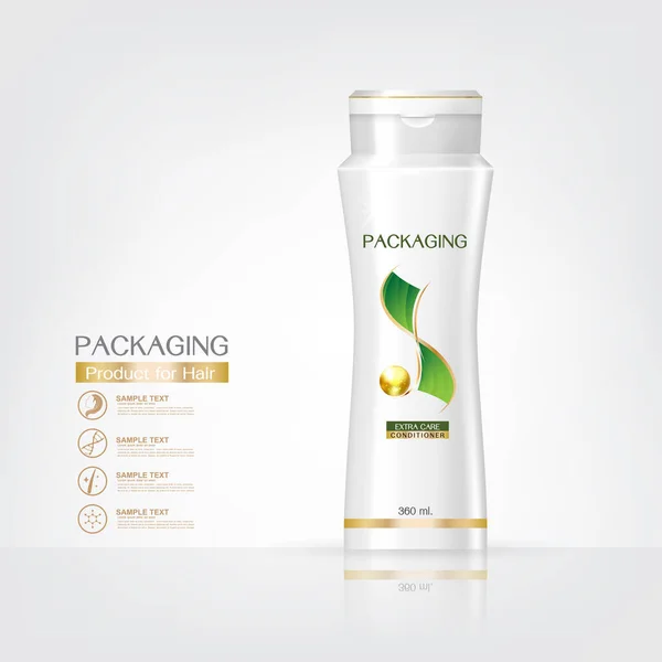 Verpakkingsproducten Haarverzorging Ontwerp Shampoo Fles Sjablonen Witte Achtergrond — Stockfoto
