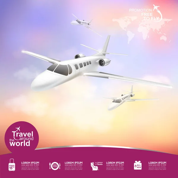 Aerolínea Vector Concept Travel World — Foto de Stock