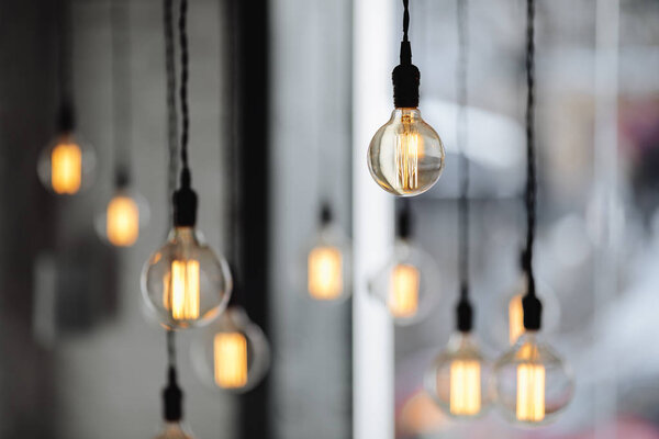 Lamps on the coffee place with blur background