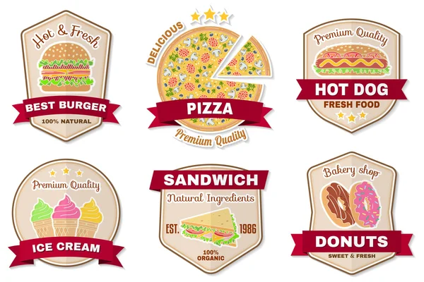Insignia de comida rápida vintage, estandarte o logotipo emblema . — Vector de stock