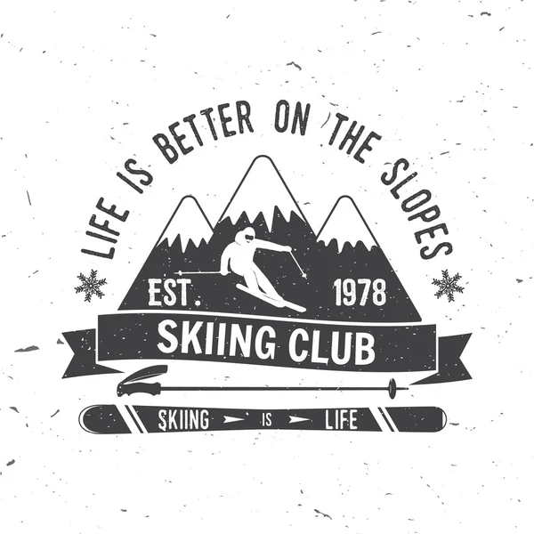 Ski club koncept med skidåkare. — Stock vektor