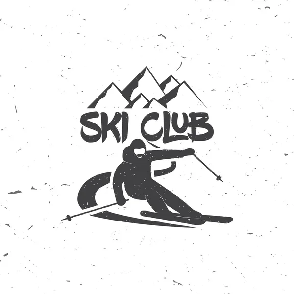 Concepto club de esquí con esquiador . — Vector de stock