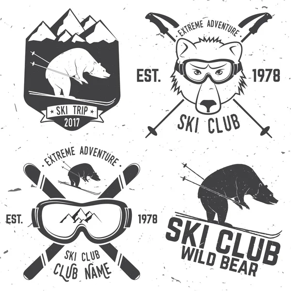 Distintivo retrò dello ski club vettoriale . — Vettoriale Stock