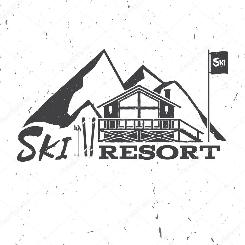 Ski resort concept with cottage.
