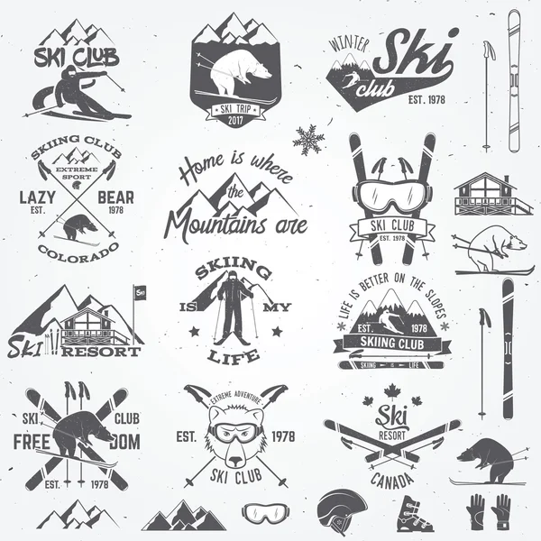 Diseño del club de esquí. Ilustración vectorial . — Vector de stock