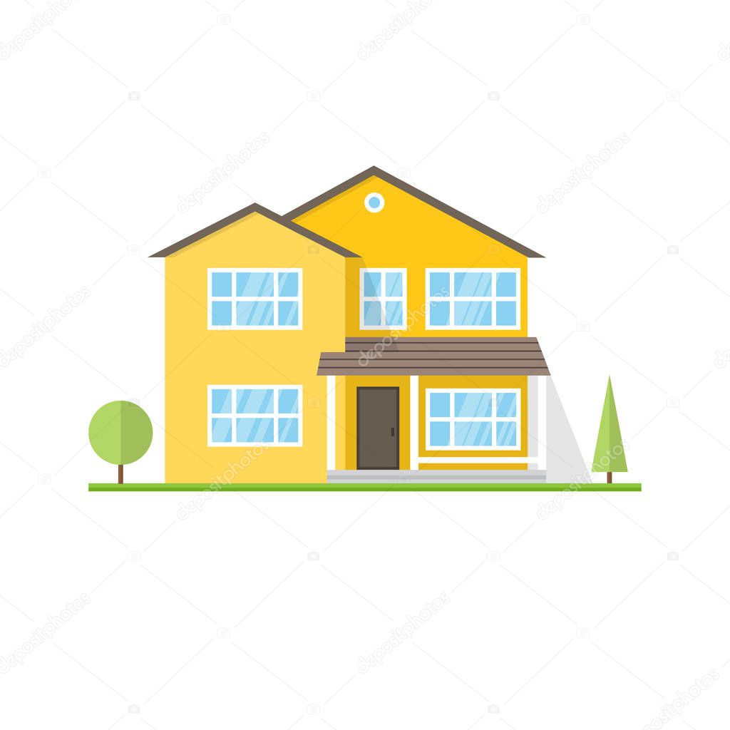 Vector Flat Icon Suburban American House Stock Vector Royalty Free Vector Image By C Serdiuk Igor Gmail Com