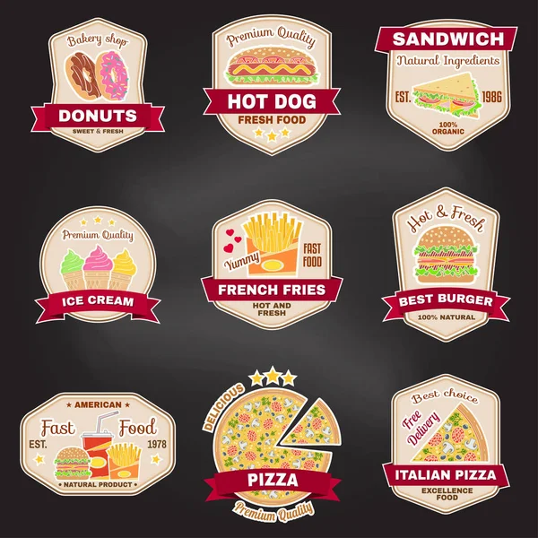 Conjunto de insignia de comida rápida vintage, estandarte o emblema de logotipo . — Vector de stock