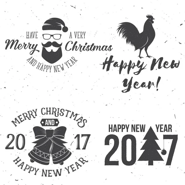 Ensemble de Joyeux Noël et bonne année 2017 typographie design — Image vectorielle